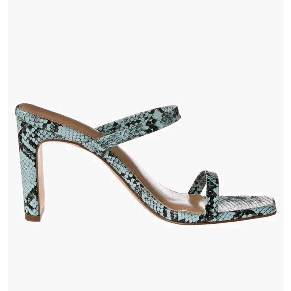 The Drop Size 8.5 Avery Square Toe Two Strap High Heeled Sandals Snake Print NIB - Picture 3 of 9